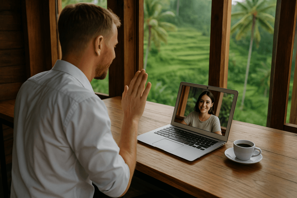 Rendez-vous en visioconférence pour organiser un voyage sur mesure au Vietnam avec un conseiller spécialisé